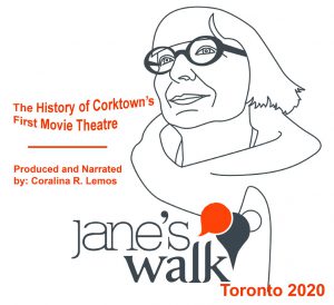 Video title Card with outline image of Jane Jacobs